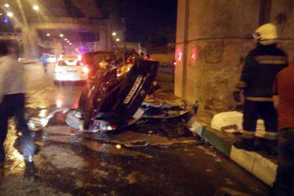 تصادف مرگبار در بزرگراه شهید بابایی/ ۲ نفر کشته و ۳ نفر زخمی شدند