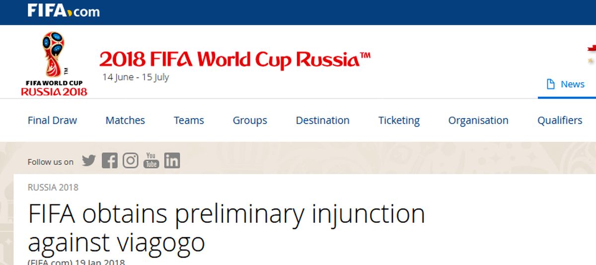 شرکت سوئیسی اقدام به فروش غیرقانونی بلیت جام جهانی ۲۰۱۸ کرد