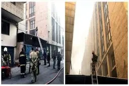 آتش‌سوزی عصر دیروز در خیابان ولیعصر همچنان ادامه دارد!