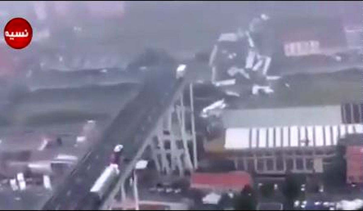 تصاویر هوایی از حادثه سقوط پل در ایتالیا با ۴۰ کشته