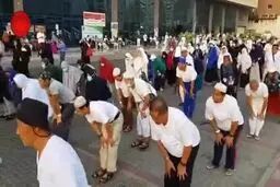 ورزش جالب حجاج اندونزیایی در مکه