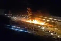 تصاویری دلخراش از تصادف خونین یک تانکر حامل سوخت با اتوبوس در سنندج