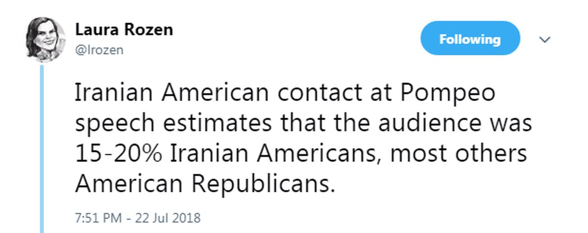 ایرانی‌ها در سخنرانی وزیر خارجه آمریکا حاضر نشدند/ مایک پمپئو برای اعضای جمهوری‌خواه سخنرانی کرد