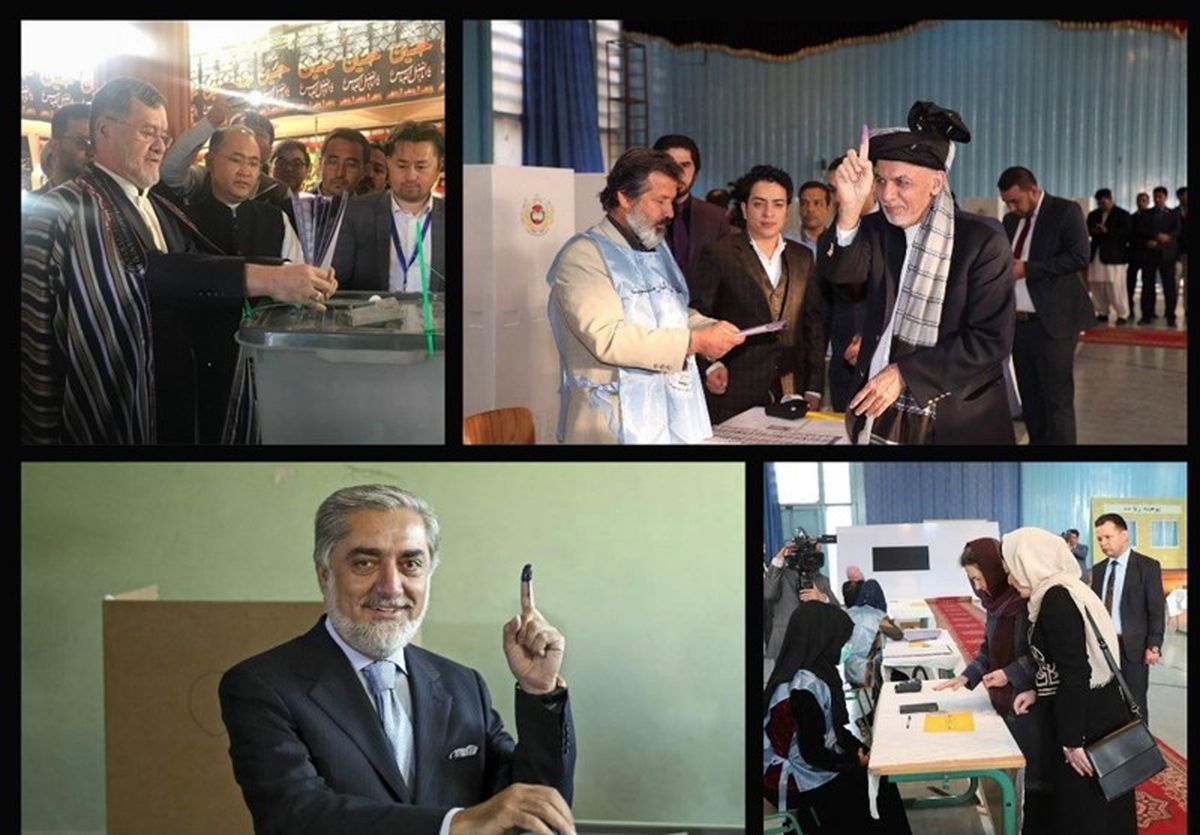 آغاز روند انتخابات پارلمانی افغانستان با حضور رهبران حکومت وحدت ملی+تصاویر