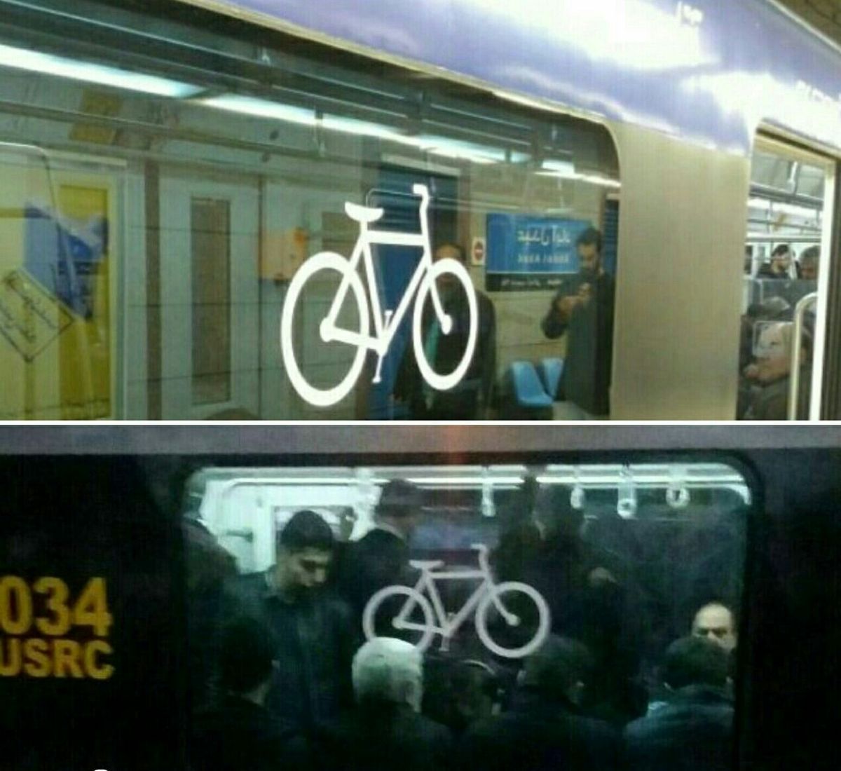 نصب نماد دوچرخه روی واگن‌های مترو