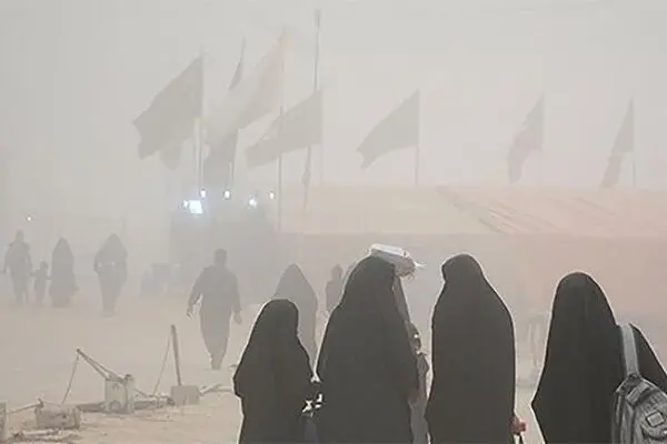 گرد و خاک زائران اربعین را در شلمچه غافلگیر کرد