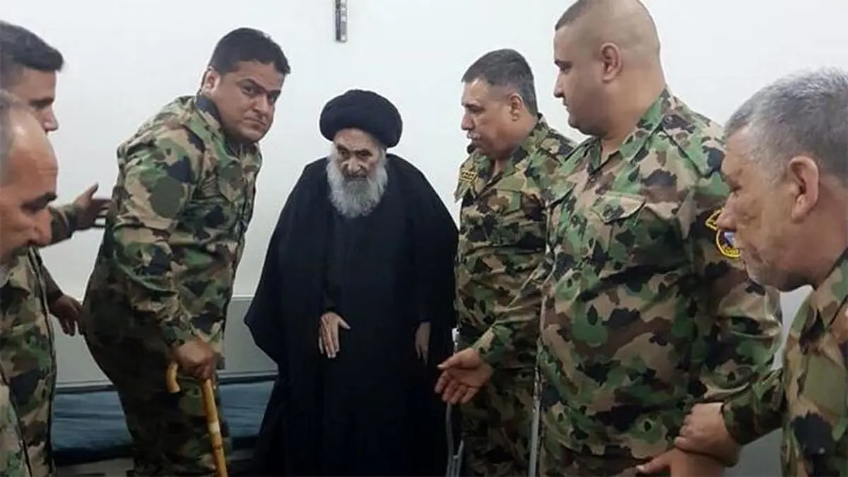 از معنادار ترین تصاویر این روزهای عراق: اعجاز عصای موسوی ‎سید سیستانی!