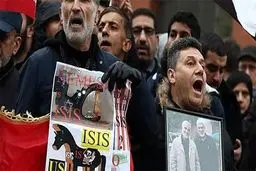 تظاهرات مقابل سفارت آمریکا در لندن