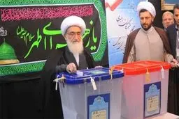 آیت الله نوری همدانی رای خود را به صندوق انداخت