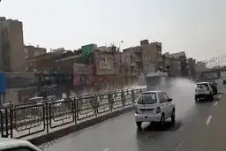 فیلم: ضدعفونی تهران با خودروهای آب‌پاش ناجا