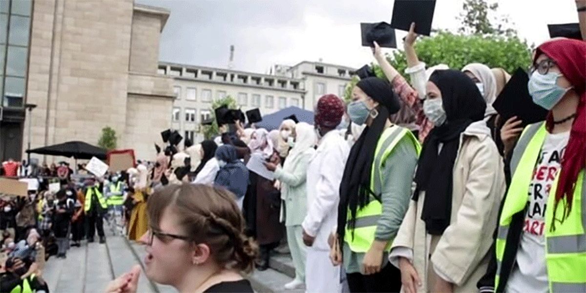 تظاهرات علیه ممنوعیت حجاب در بلژیک
