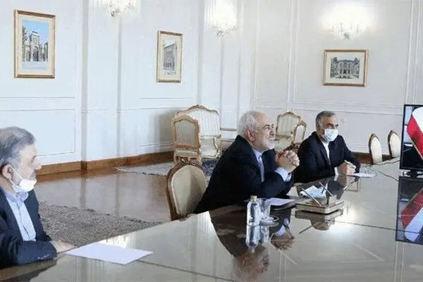 گفتگوی ویدئو کنفرانسی  ظریف با همتای کویتی خود