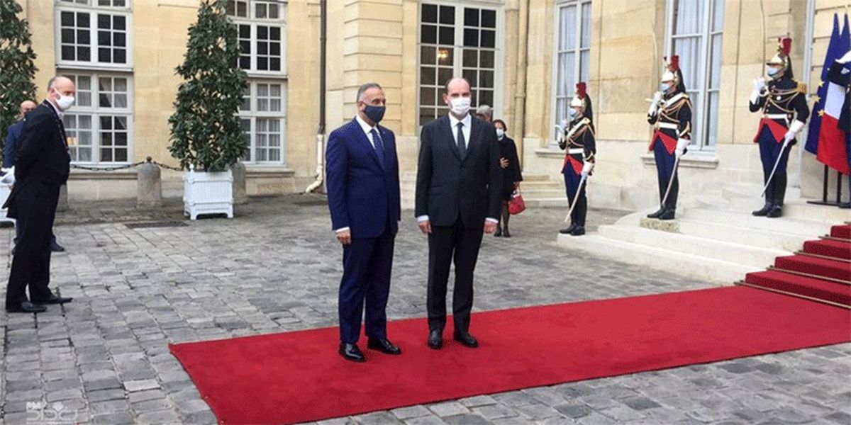 دیدار مصطفی الکاظمی با نخست‌وزیر فرانسه
