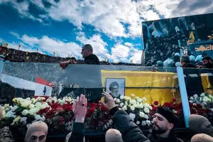 مراسم تشییع دو دبیر کل شهید حزب الله برگزار شد