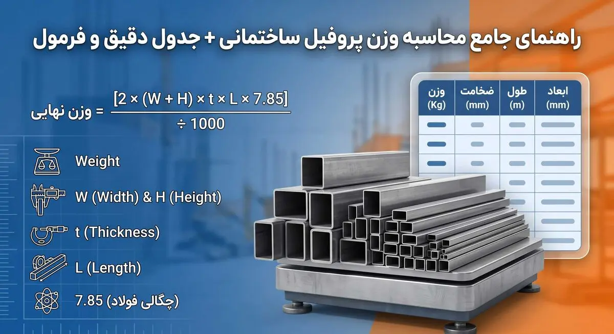 راهنمای جامع محاسبه وزن انواع پروفیل ساختمانی + جدول دقیق و فرمول
