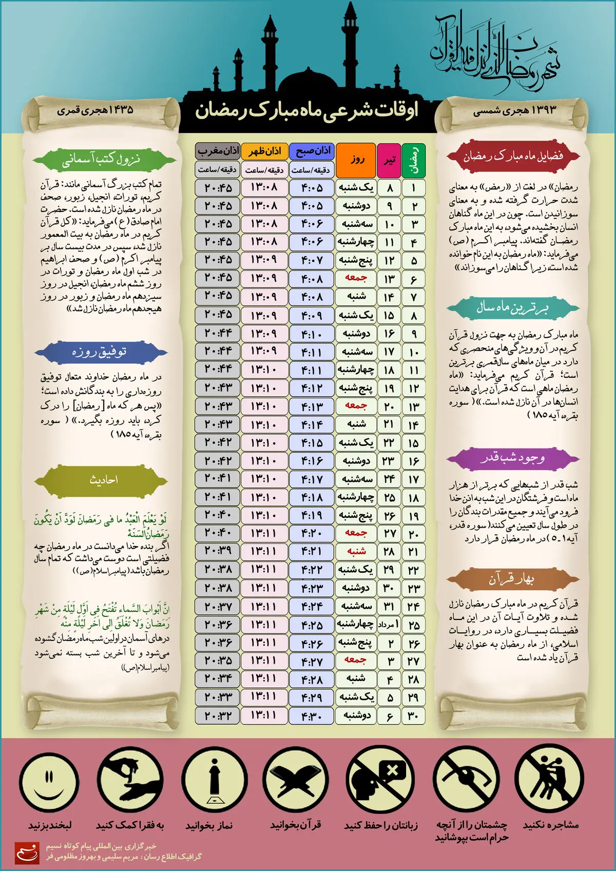 گرافیک اطلاع‌رسان:: اوقات شرعی ماه مبارک رمضان