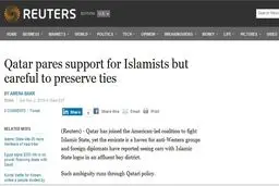 رویترز: قطر به ائتلاف ضد داعش پیوسته اما هنوز مکانی امن برای تروریست‌ها است