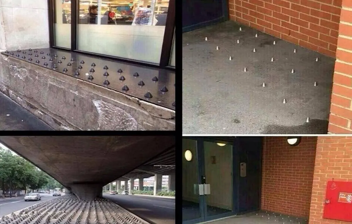 شهرداری لندن برای ممانعت از خوابیدن بی‌خانمان‌ها، در خیابان‌ها تیغ می‌کارد+ عکس