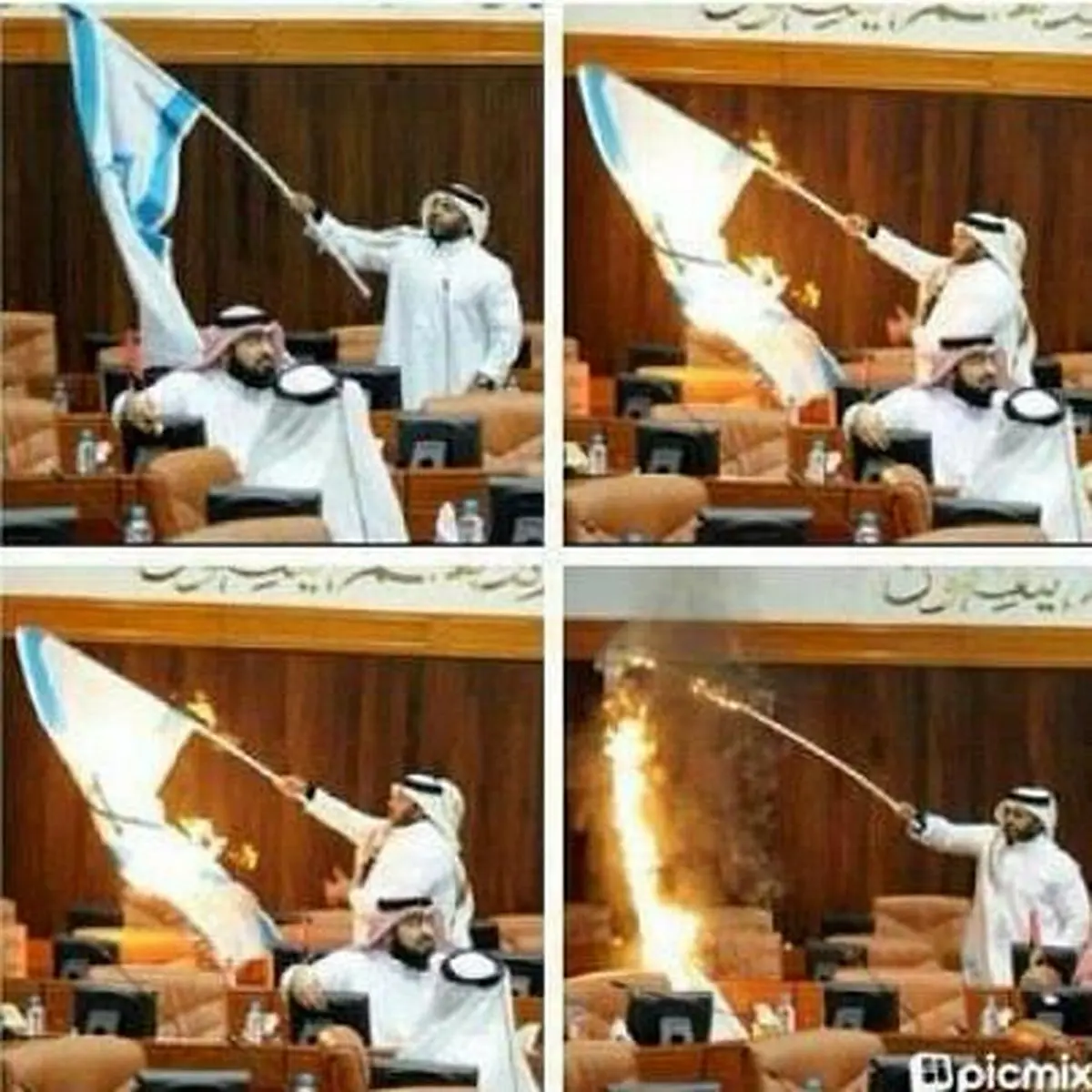 رئیس پارلمان بحرین:"اسامه مهنا"(نماینده سابق مجلس بحرین)، به علت آتش زدن پرچم اسرائیل اخراج شد