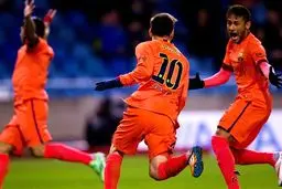 تیم فوتبال بارسلونا با هت‌تریک مسی، لاکرونیا را گلباران کرد