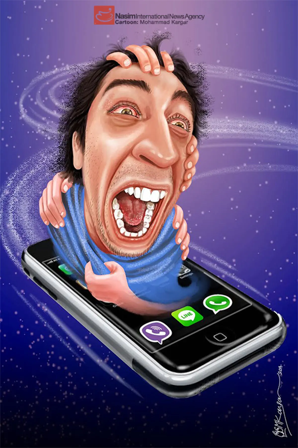 کاریکاتور:: اسیر فضای مجازی