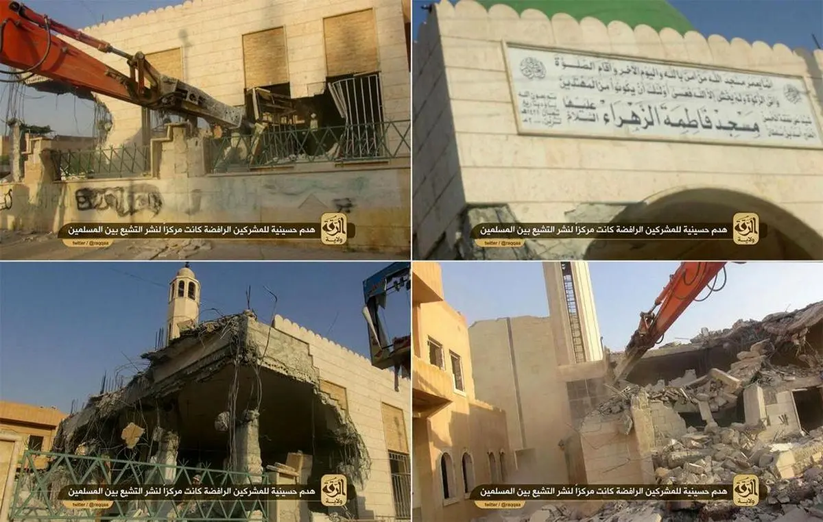 گروه تروریستی داعش، مسجد حضرت فاطمه الزهرا(س) در استان الرقه را منهدم کرد