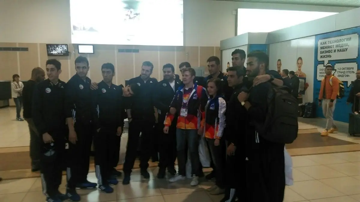 تیم ملی تکواندو به چلیابینسک رسید و راهی هتل محل استقرار خود شد+عکس