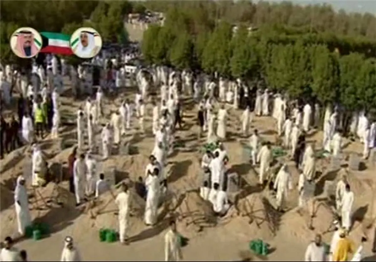 پیکر شهدای مسجد امام صادق(ع) در کویت تشییع شد