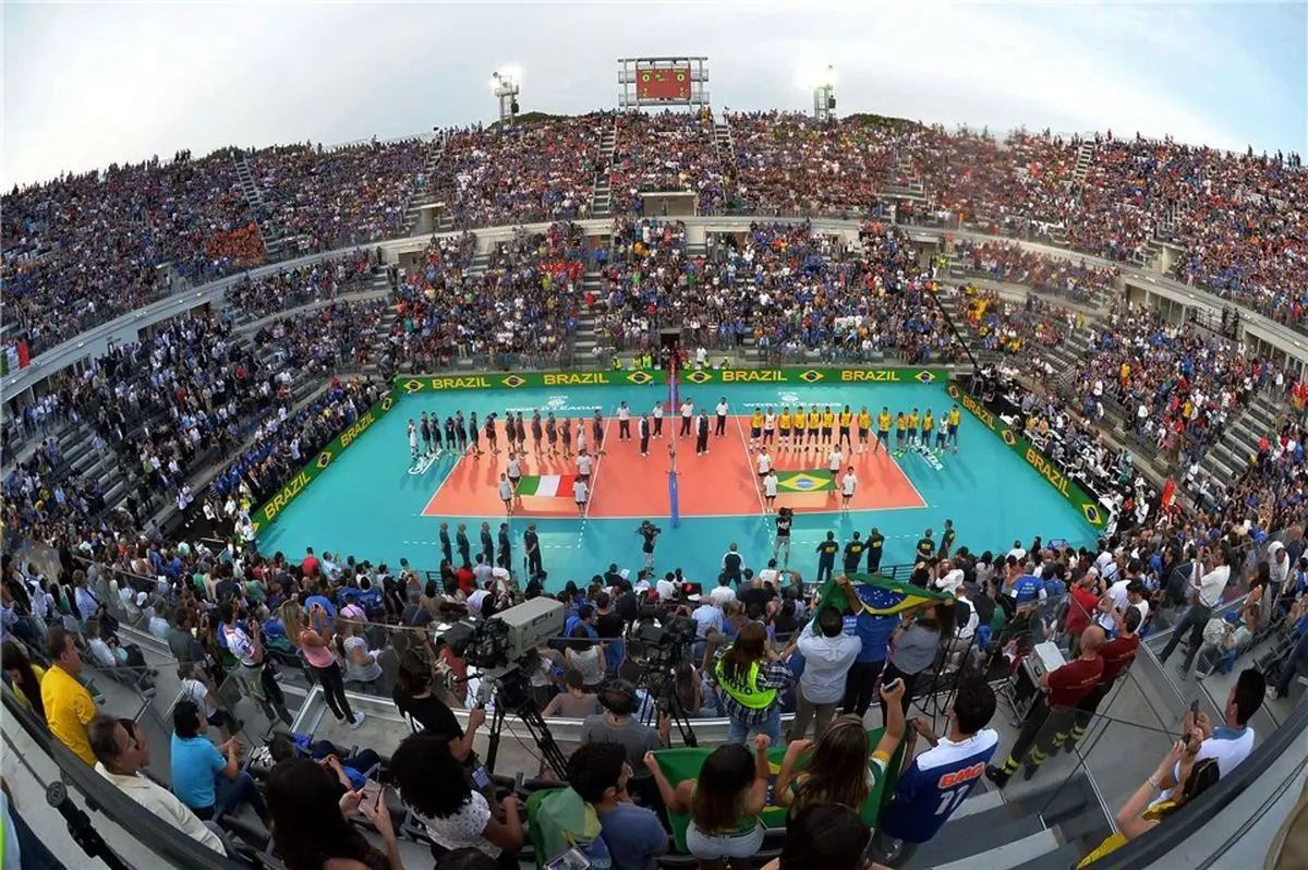تیم ملی والیبال ایتالیا در فضای باز برابر برزیل به پیروزی رسید+تصاویر