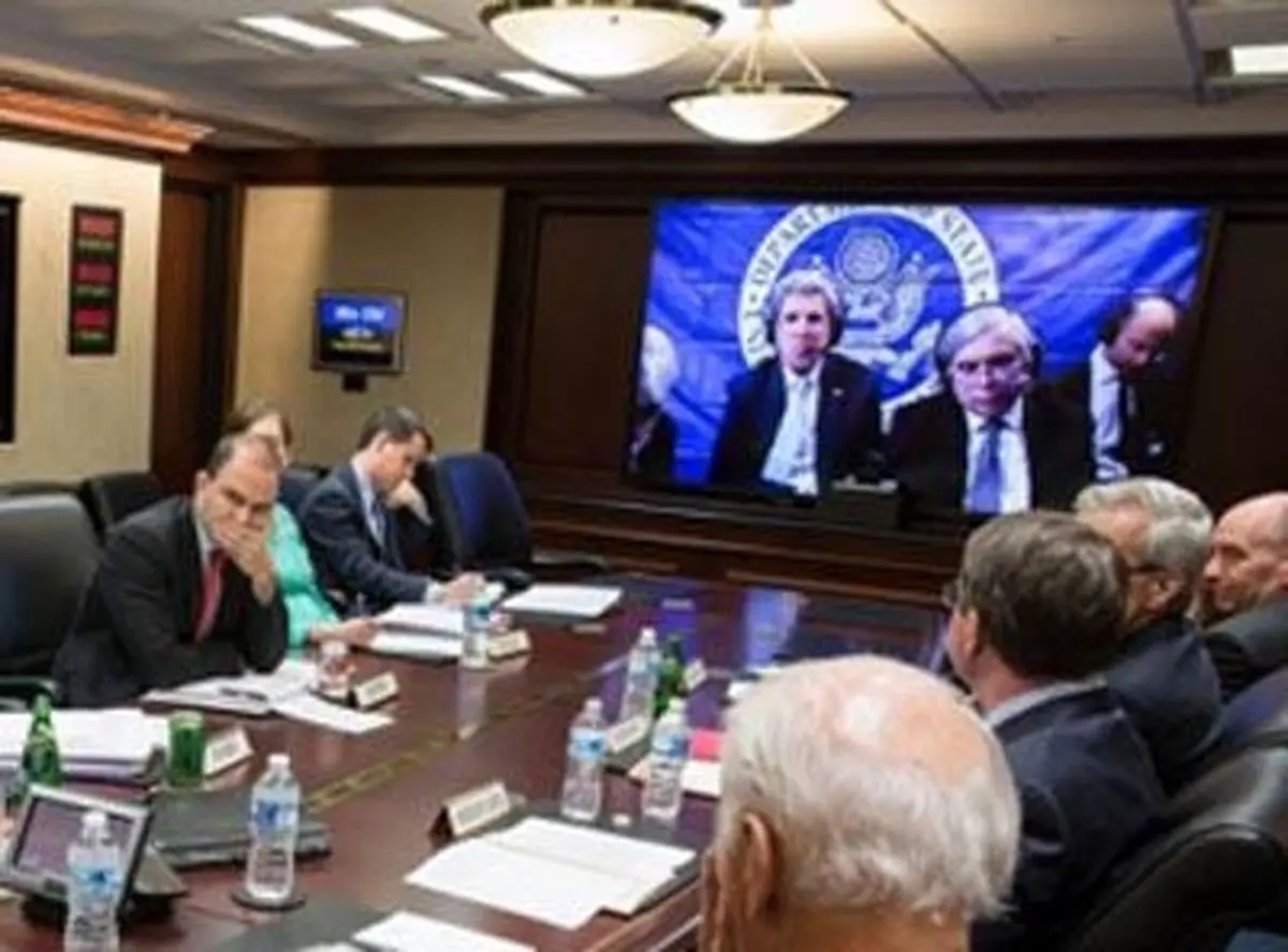 ارتباط تلویزیونی اوباما با تیم مذاکره کننده هسته‌ای آمریکا