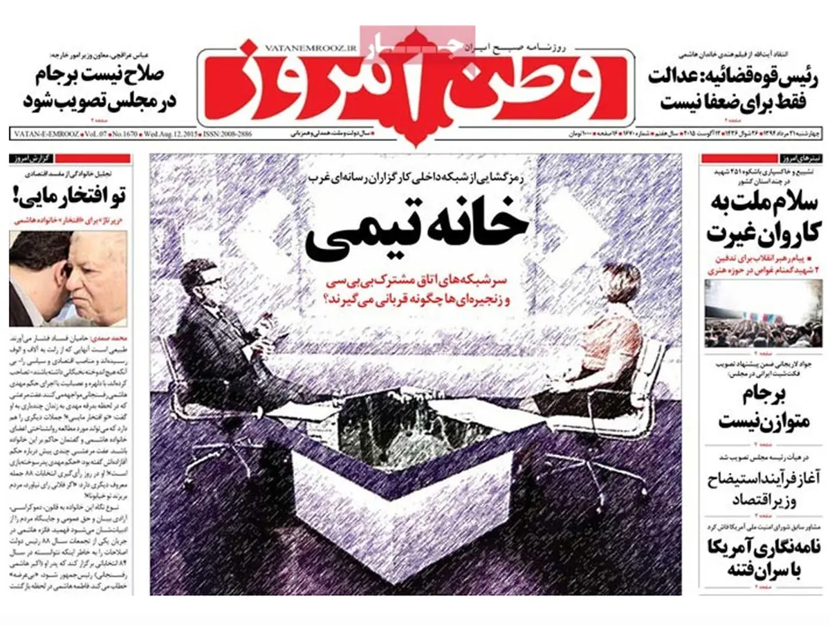 گزارش تصویری:: روزنامه‌های ‌چهارشنبه ۲۱ مرداد ۹۴