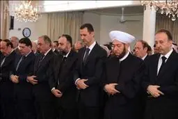 بشار اسد در یکی از مساجد دمشق نماز قربان را به جا آورد