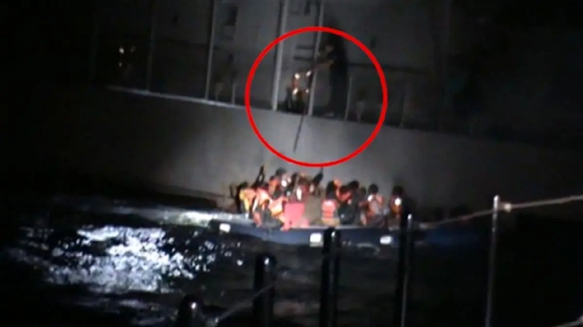 فیلم:: تلاش گارد ساحلی یونان برای غرق کردن قایق سوری