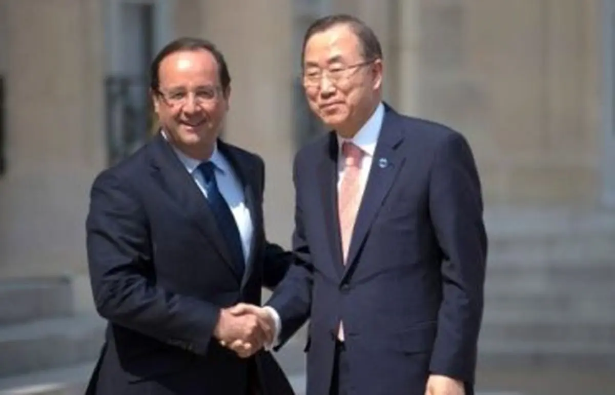 بان کی مون با اولاند دیدار کرد