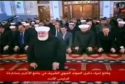 حضور بشار اسد در مراسم مسجد الاکرم دمشق