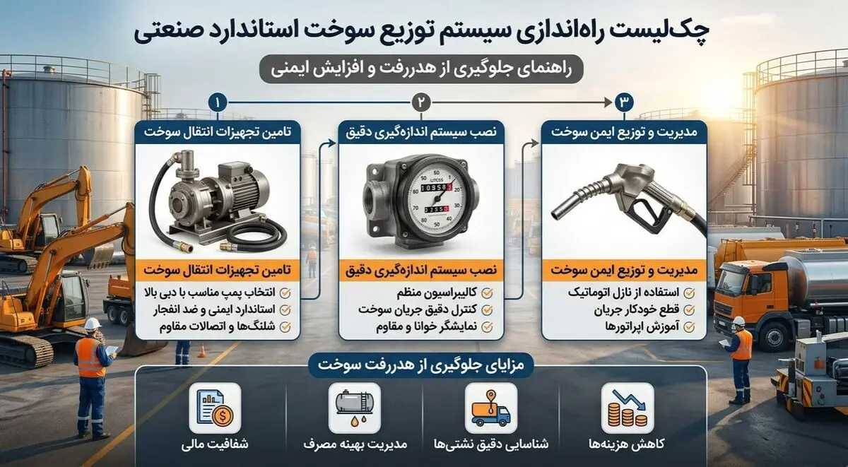 چک‌لیست راه‌اندازی سیستم توزیع سوخت استاندارد در صنایع