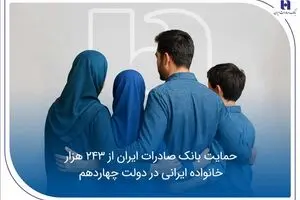 حمایت بانک صادرات ایران از 243 هزار خانواده ایرانی در دولت چهاردهم