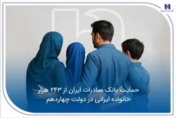 حمایت بانک صادرات ایران از 243 هزار خانواده ایرانی در دولت چهاردهم