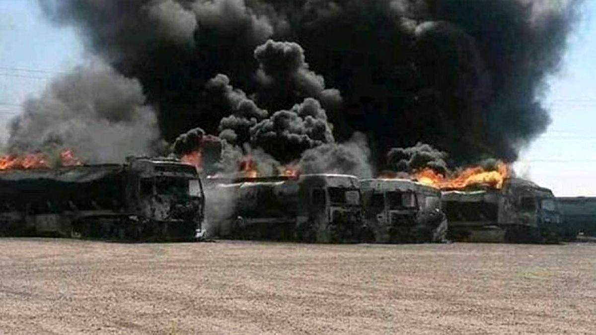  سوختن ۵ میلیون دلار کالا و ۵۰۰ کامیون در حادثه گمرک افغانستان 